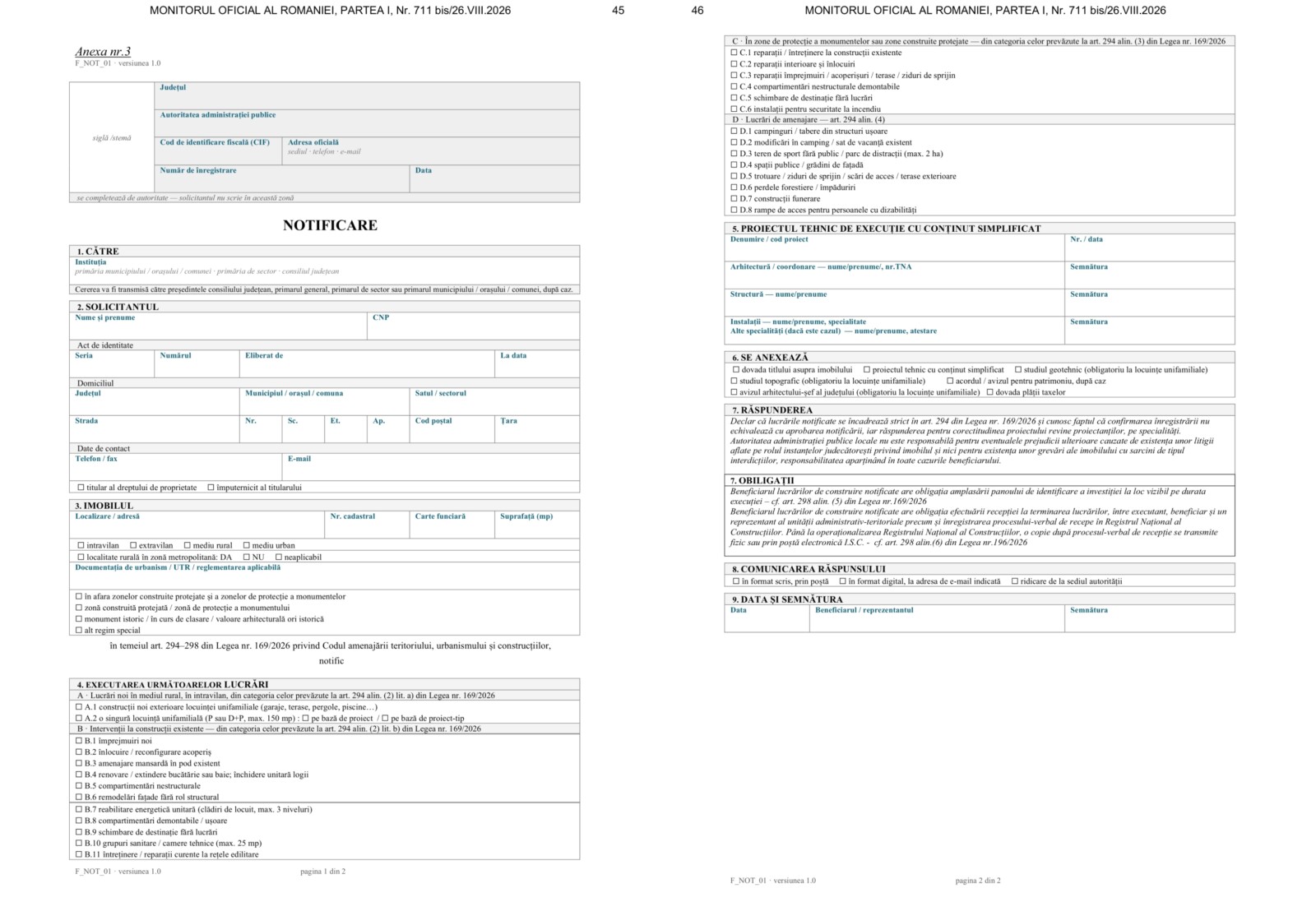 Notificare către primărie, alternativa simplificată la autorizația de construire. Formularul ce trebuie transmis. DOCUMENT