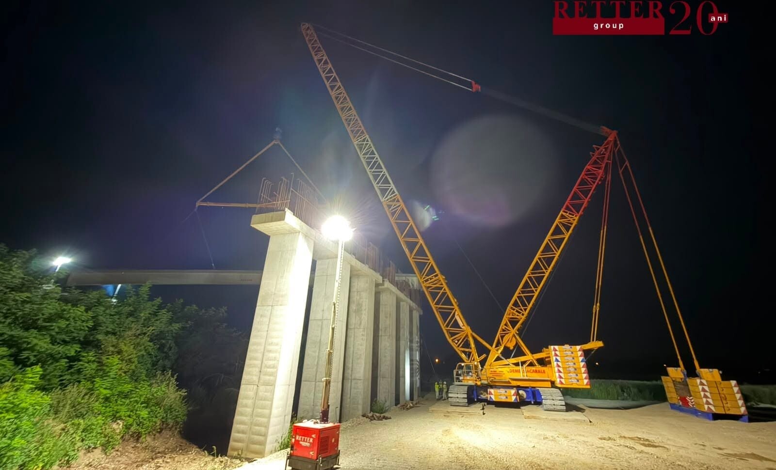 Constructorul sibian RETTER montează cele mai lungi grinzi folosite pe o autostradă din România. Pasaj spectaculos pe A0 Nord