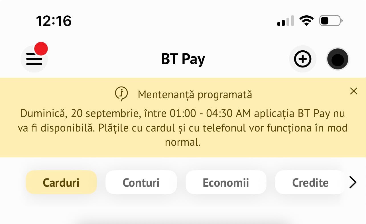 Aplicația BT Pay, indisponibilă temporar Intervalul în care sunt programate lucrări de mentenanță
