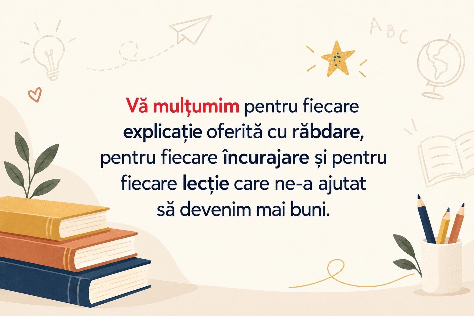 mesaj pentru profesor