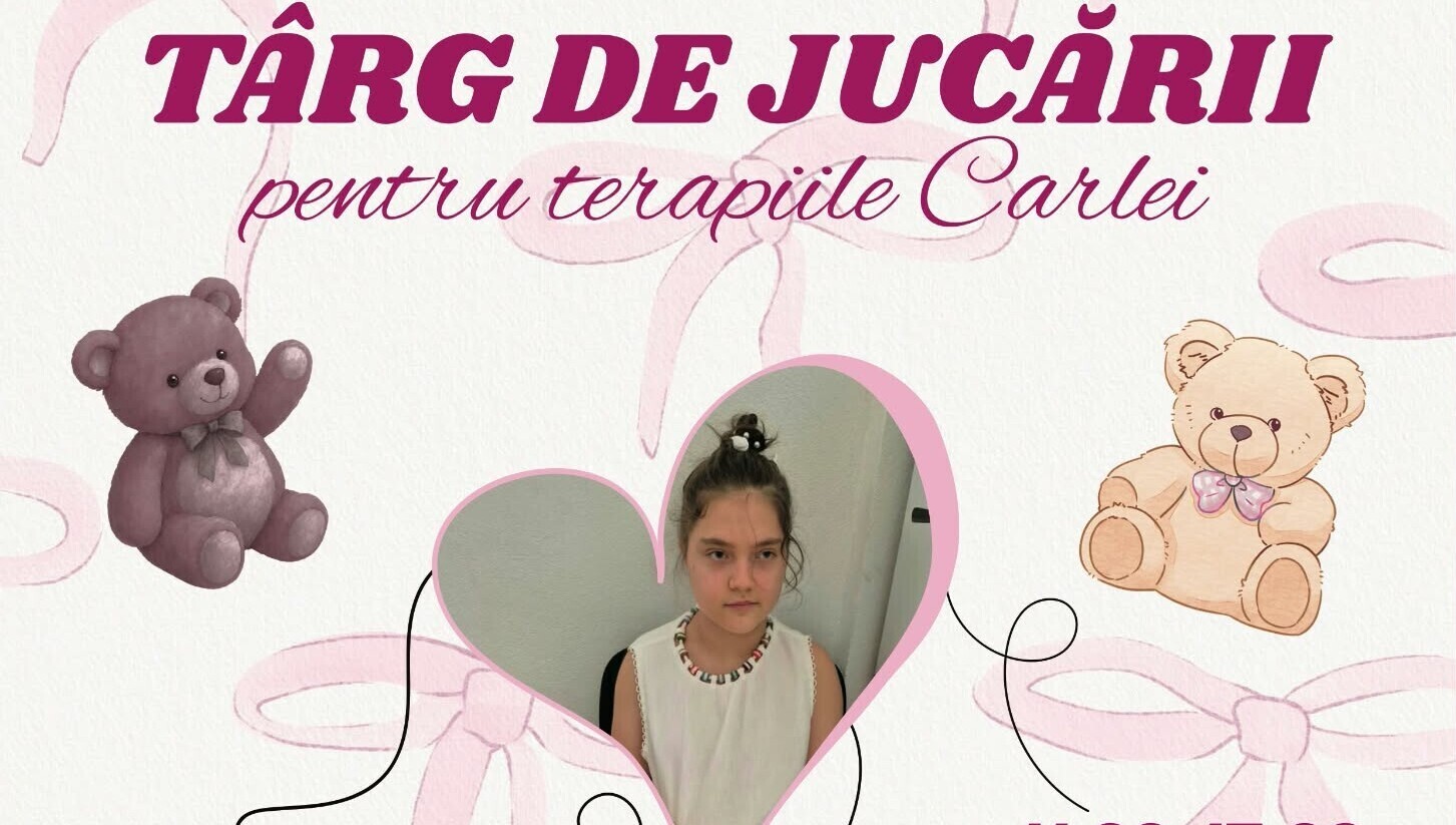 Târg caritabil de jucării la Alba Iulia pentru Carla, o fetiță care are nevoie de ajutor pentru terapie lunară